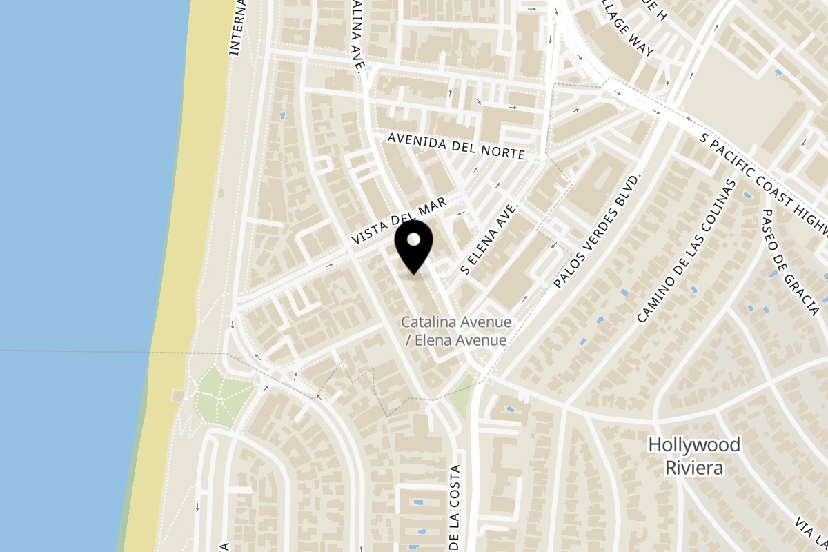 Map showing the location of Poke Rainbow Redondo Beach on 1811A Catalina Ave in Redondo Beach